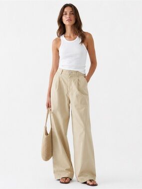 LEVI’S High Loose Wide Leg Khaki Pants Pleated Women’s 25x30 Beige 100% Cotton